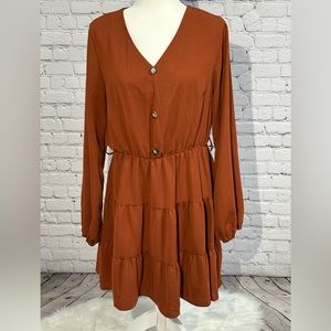 SHEIN Woman’s Long Sleeve Ruffle Hem Dress Size L